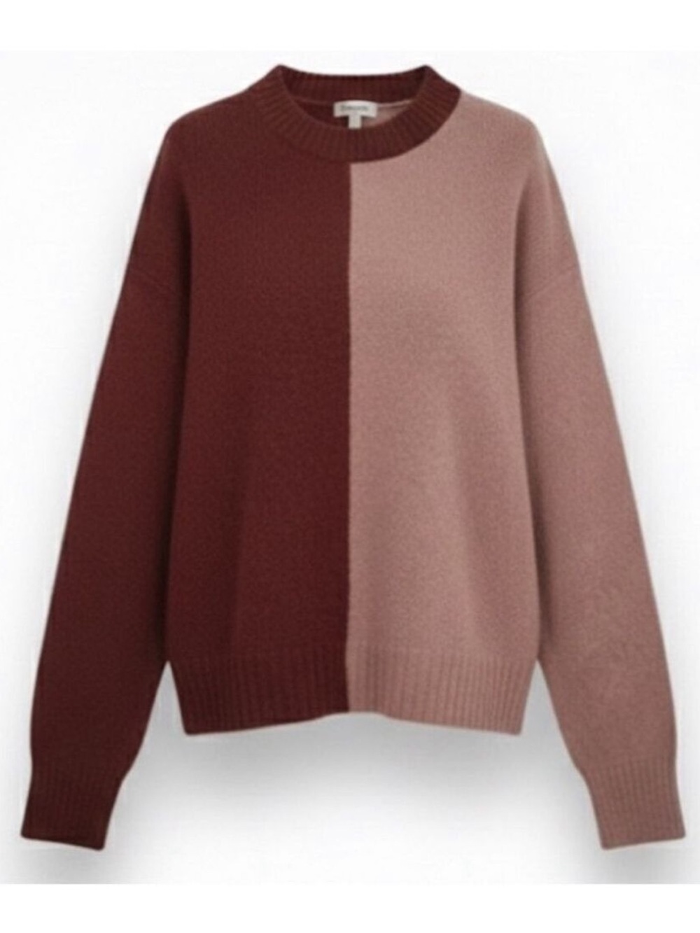 Vigoss Knit Sweater Coral Pink Red Colorblock Pullover Large